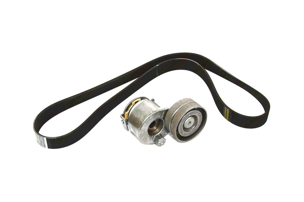 Натяжитель + ремень генератора на Renault Megane II 01-09 1.9dCi+2.0 16V - Renault (Оригинал) - 7701477515