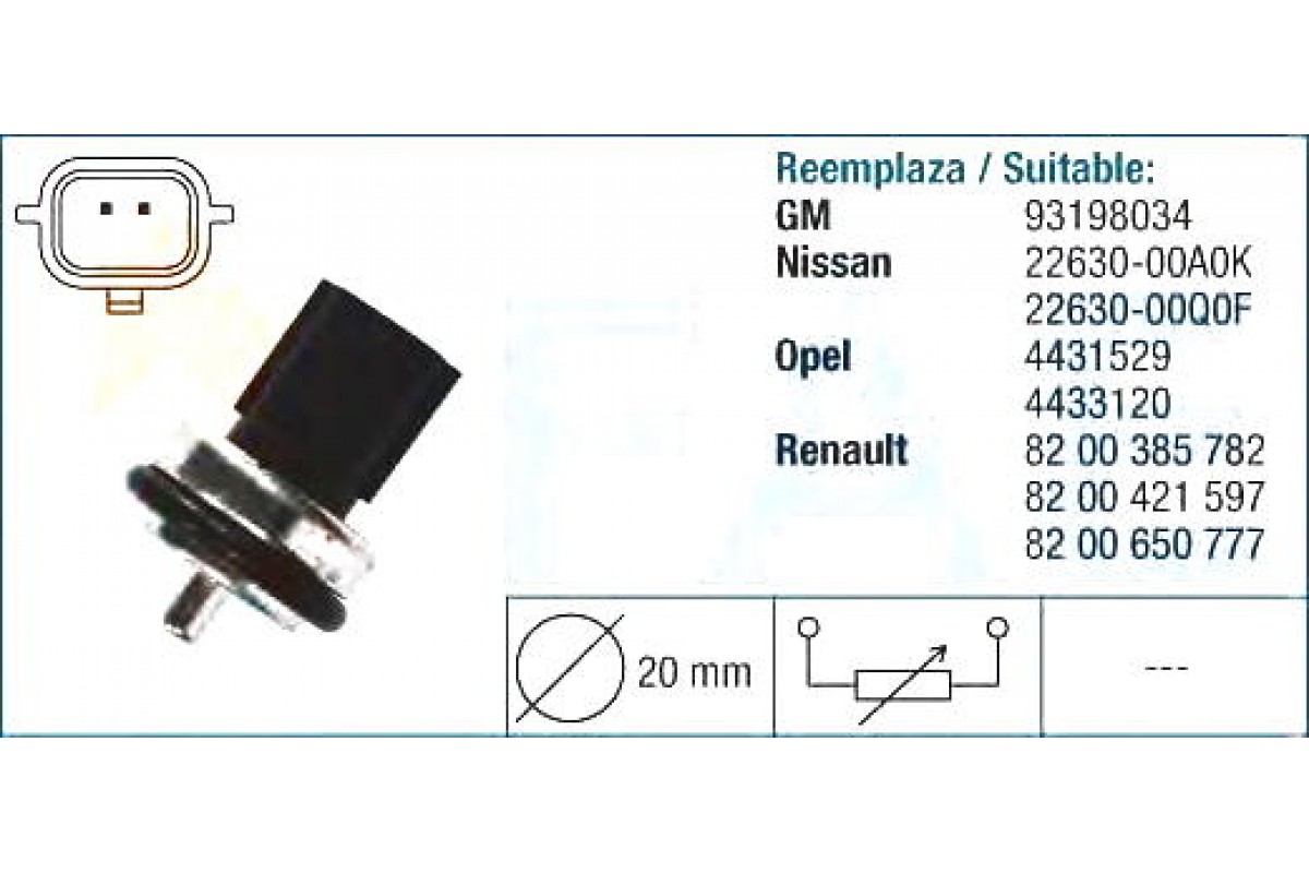 Датчик температуры охл. жидкости на Renault Trafic 06- 2,0 / 2,5dCi - Fae (Испания) - FAE33811 Датчик температуры охл. жидкости на Renault Trafic 06- 2,0 / 2,5dCi - Fae (Испания) - FAE33811