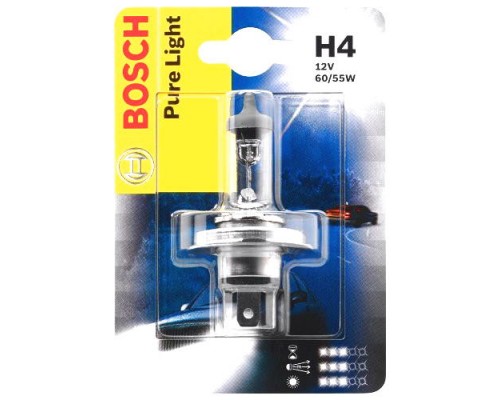 Галогенная лампа H4 12V 60/55W (Pure Ligft) блистер, на Renault Trafic 01 - Bosch (Германия) - 1987301001