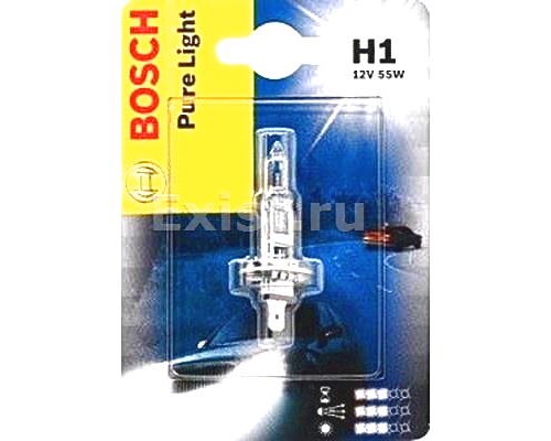 Галогенная лампа H1 12V 55W (Pure Ligft) блистер, на Renault Trafic 2001 - Bosch (Германия) - 1987301005