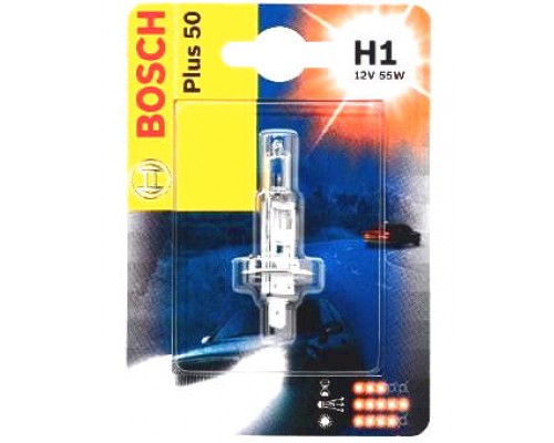 Галогенная лампа H1 12V 55W (свет +50%) блистер, на Renault Trafic 2001 - Bosch (Германия) - 1987301041