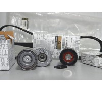 Комплект натяжитель + ролик + ремень генератора на Renault Trafic 2001- 1.9dCi (+AC) - 117200713R