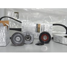 Комплект натяжитель + ролик + ремень генератора на Renault Trafic 2001- 1.9dCi (+AC) - 117200713R