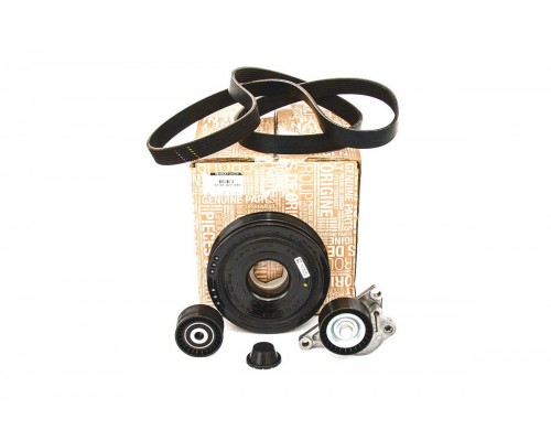 Комплект натяжитель+ролик+шкив+ремень на Renault Megane II 2001-2009 2.0dCi - Renault (Оригинал) - 7701477343