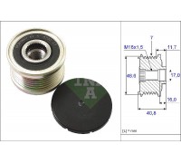 Ременной шкив генератора на Renault Kangoo II 2008- 1.2 Tce - INA (Германия) - 535008010