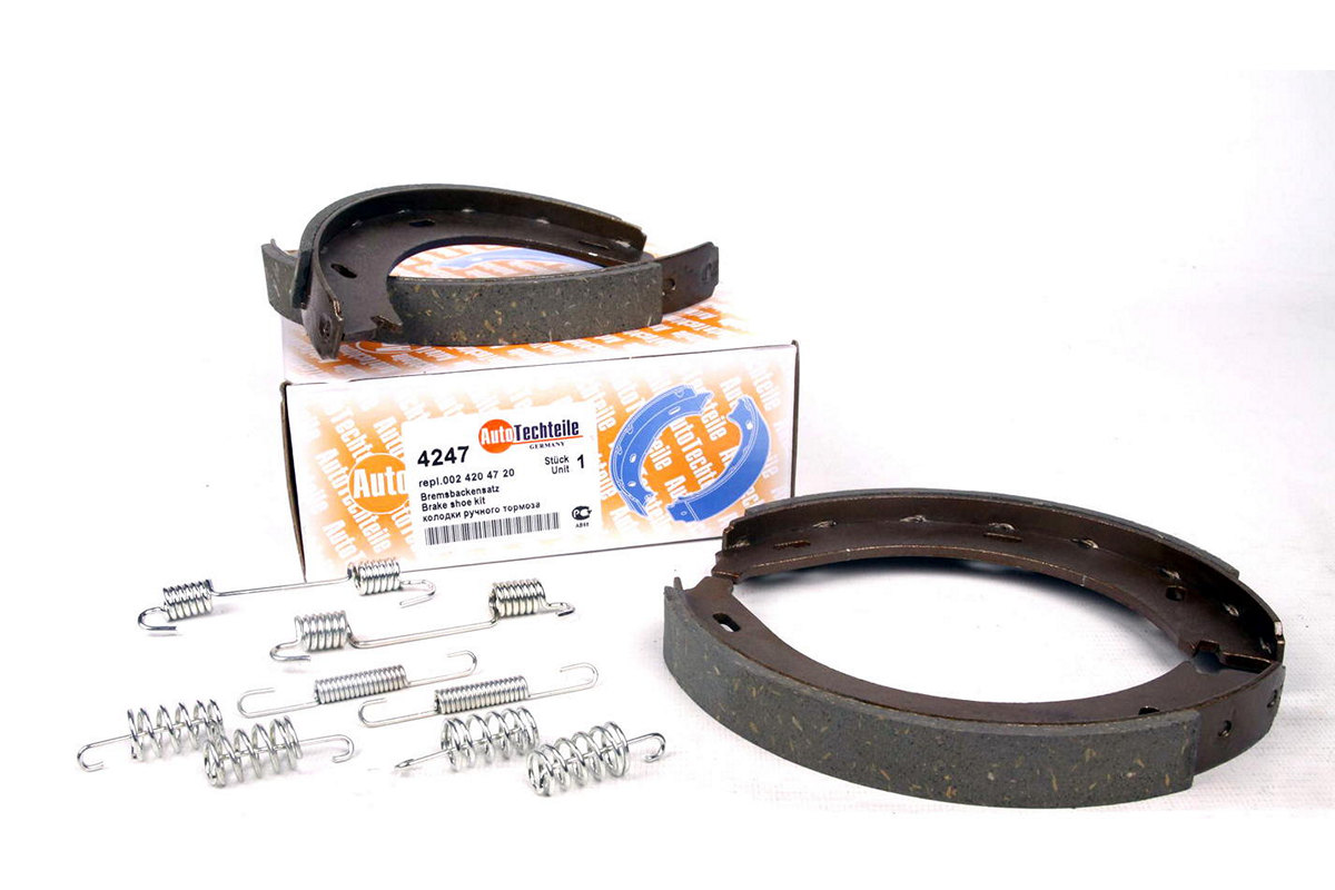 Колодки ручника (180x20, с пружинками) MB Vito 638 1996-2003 4247 AUTOTECHTEILE (Германия) Колодки ручника (180x20, с пружинками) MB Vito 638 1996-2003 4247 AUTOTECHTEILE (Германия)
