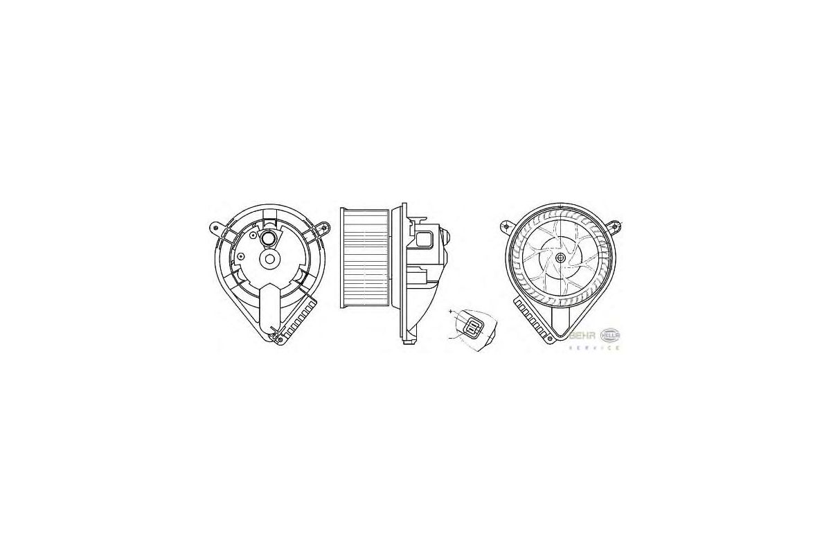 Моторчик печки (без дополнительной системы отопления) MB Vito 638 1996-2003 8EW351304-041 HELLA (Германия)