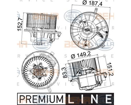 Моторчик печки (с автоматическим кондиционером) VW Caddy III 2004- 8EW351043-221 HELLA (Германия)
