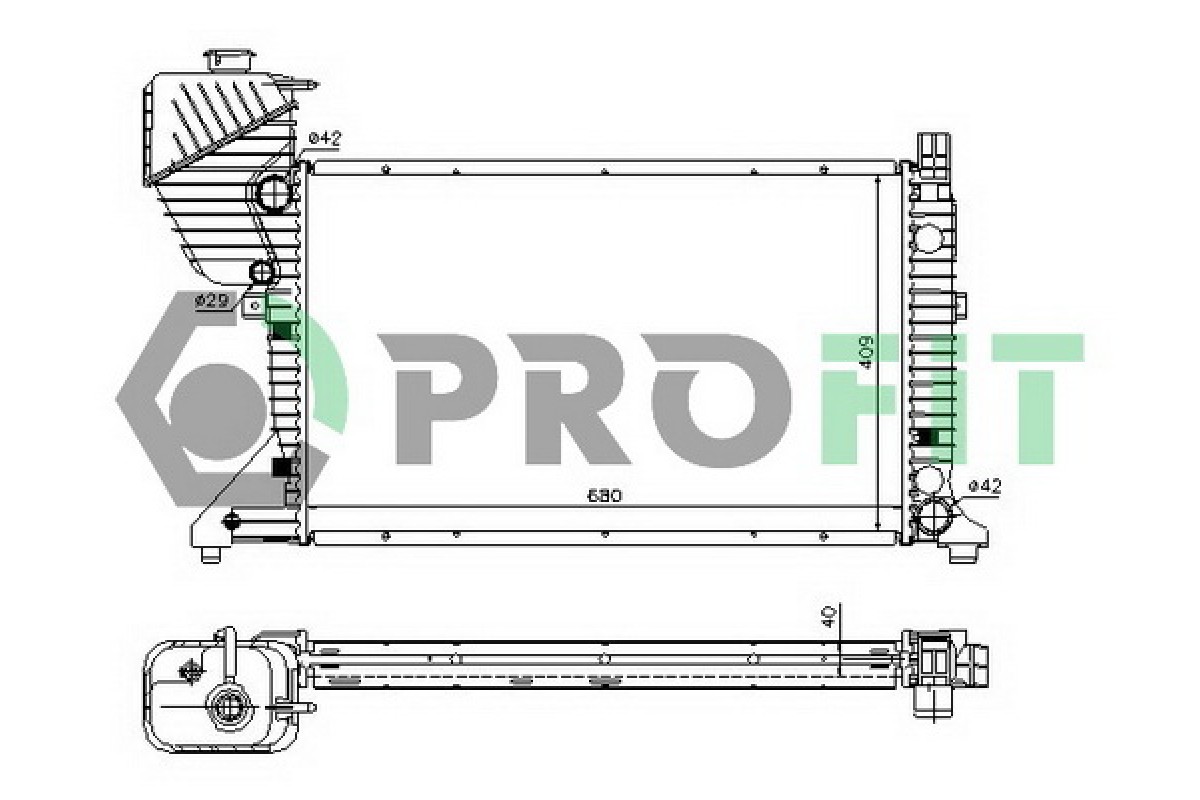 Радиатор охлаждения (без кондиционера) MB Sprinter 2.3D / 2.9TDI 1995-2006 3546A3 PROFIT (Чехия) Радиатор охлаждения (без кондиционера) MB Sprinter 2.3D / 2.9TDI 1995-2006 3546A3 PROFIT (Чехия)