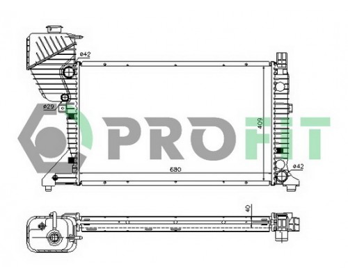 Радиатор охлаждения (без кондиционера) MB Sprinter 2.3D / 2.9TDI 1995-2006 3546A3 PROFIT (Чехия)