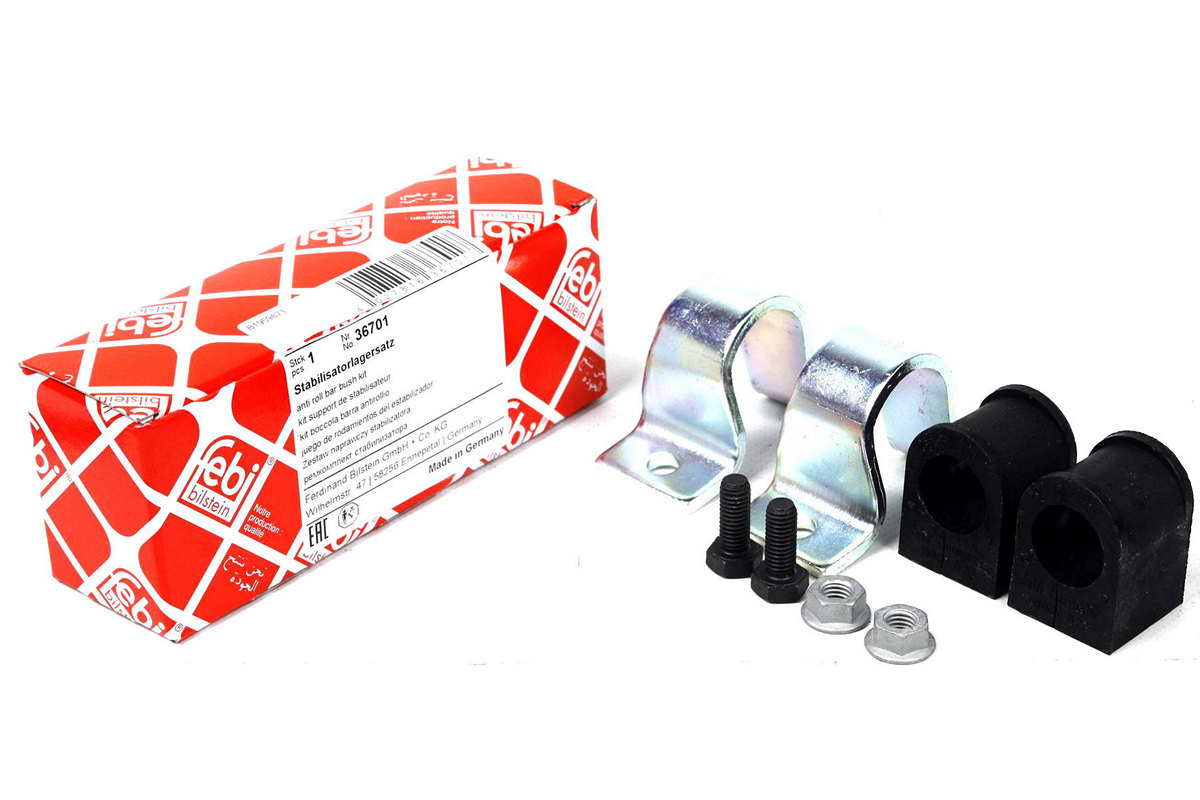Ремкомплект стабилизатора переднего (d=22mm, 2 кронш. + 2 втулки) VW LT 28-46 1996-2006 36701 FEBI (Германия) Ремкомплект стабилизатора переднего (d=22mm, 2 кронш. + 2 втулки) VW LT 28-46 1996-2006 36701 FEBI (Германия)