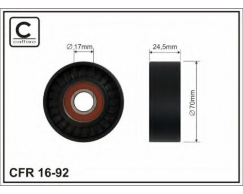 Ролик натяжителя ремня генератора (с 2006.01) VW Transporter T5 1.9TDI 2006-2009 16-92 CAFFARO (Польша)