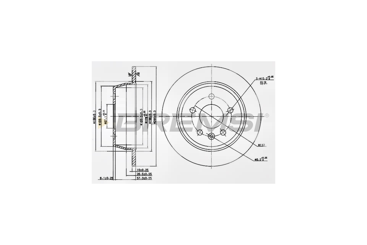 Тормозной диск задний (280х10мм) MB Vito 638 1996-2003 DBA861S BREMSI (Италия) Тормозной диск задний (280х10мм) MB Vito 638 1996-2003 DBA861S BREMSI (Италия)