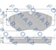 Тормозные колодки передние без датчика MB Sprinter 906 2006- 921581 FOMAR (Польша)