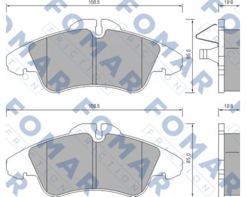 Тормозные колодки передние без датчика (система ATE) MB Vito 638 1996-2003 627281 FOMAR (Польша)
