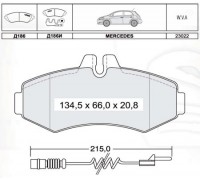 Тормозные колодки передние c датчиком (система BOSCH) MB Vito 638 1996-2003 D186EI INTELLI (Украина)