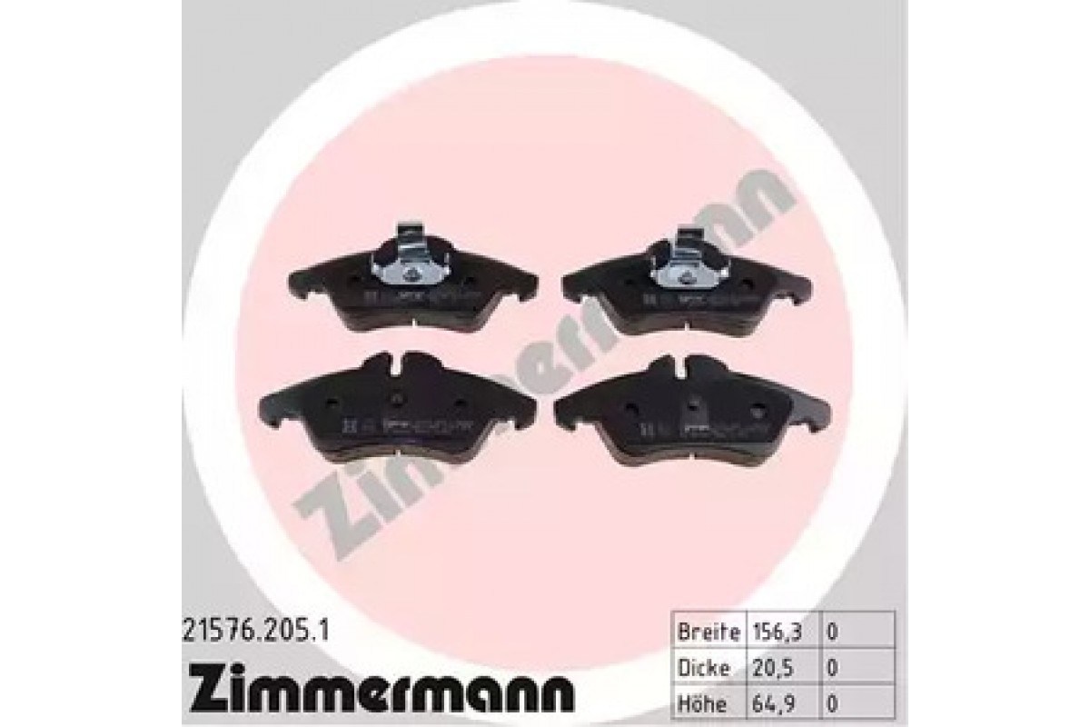 Тормозные колодки передние MB Sprinter 208-316 1995-2006 21576.205.1 ZIMMERMANN (Германия) Тормозные колодки передние MB Sprinter 208-316 1995-2006 21576.205.1 ZIMMERMANN (Германия)