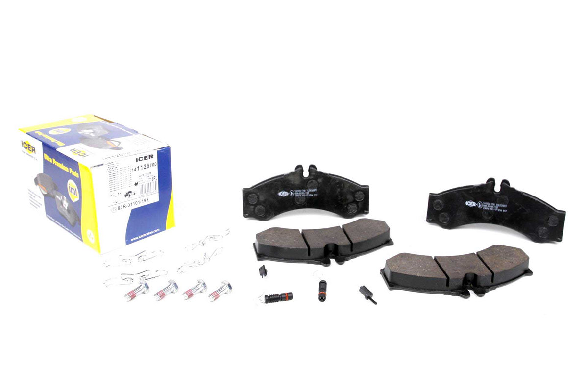 Тормозные колодки передние с датчиками (со сдвоенным колесом) VW LT 46 1996-2006 141126-700 ICER (Испания) Тормозные колодки передние с датчиками (со сдвоенным колесом) VW LT 46 1996-2006 141126-700 ICER (Испания)