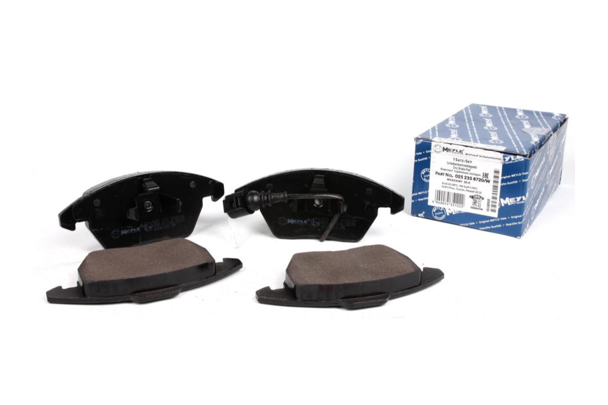 Тормозные колодки передние с датчиком (ушки вниз) VW Caddy III 04- 0252358720 / W MEYLE (Германия)