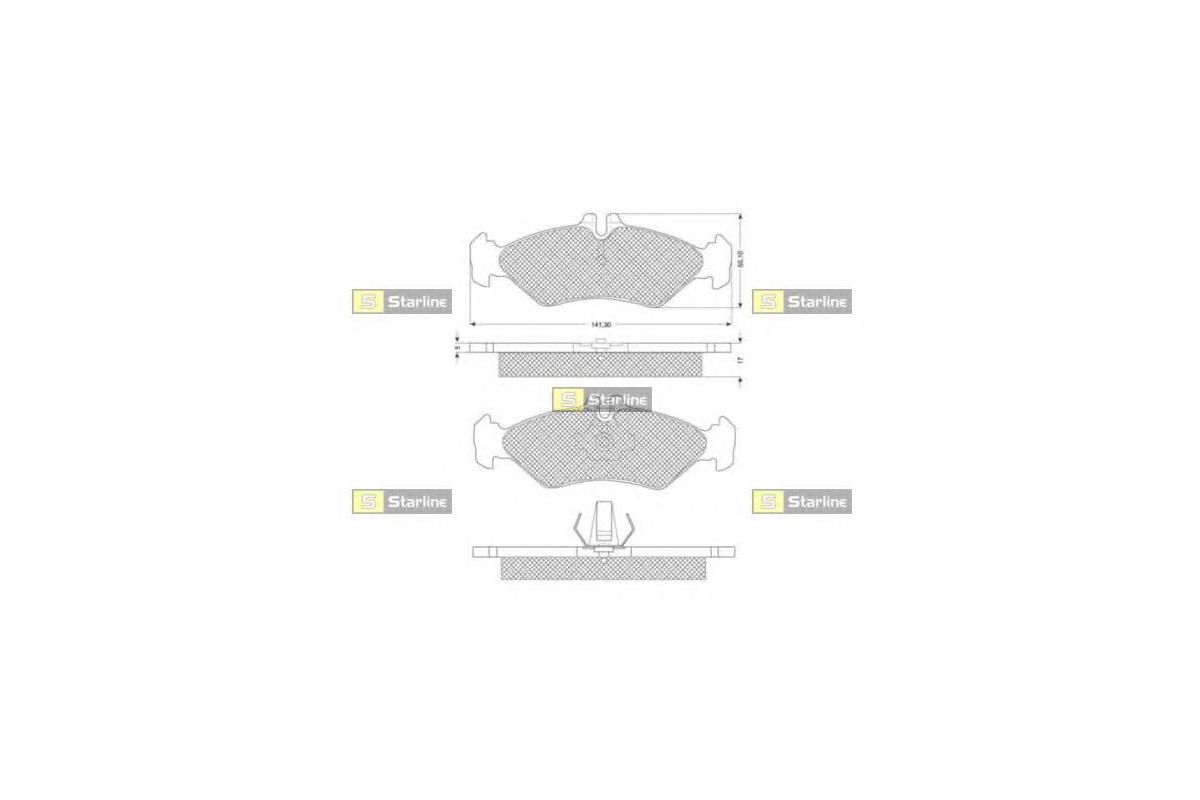 Тормозные колодки задние (141x50x17мм) MB Sprinter 208-316 1995-2006 BD S191 STARLINE (Чехия) Тормозные колодки задние (141x50x17мм) MB Sprinter 208-316 1995-2006 BD S191 STARLINE (Чехия)