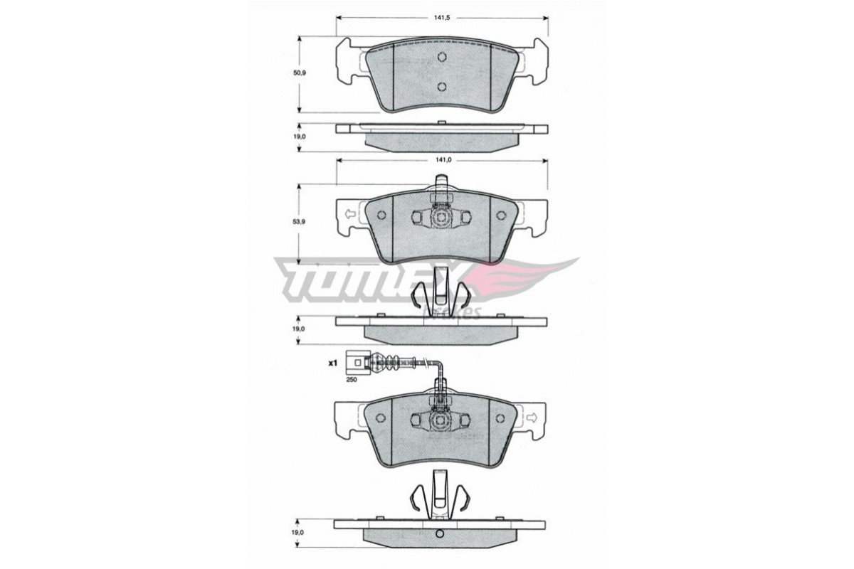 Тормозные колодки задние (ATE, с датчиком) VW Transporter T5 03- 16-14 TOMEX (Польша) Тормозные колодки задние (ATE, с датчиком) VW Transporter T5 03- 16-14 TOMEX (Польша)