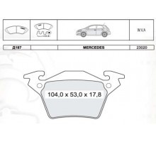 Тормозные колодки задние без датчика (система BOSCH) MB Vito 638 1996-2003 D187E INTELLI (Украина)