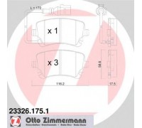 Тормозные колодки задние (LUCAS, с датчиком) VW T5 03- 233261751 ZIMMERMANN (Германия)