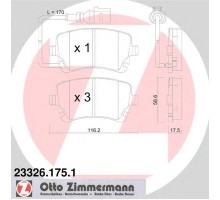 Тормозные колодки задние (LUCAS, с датчиком) VW T5 03- 233261751 ZIMMERMANN (Германия)